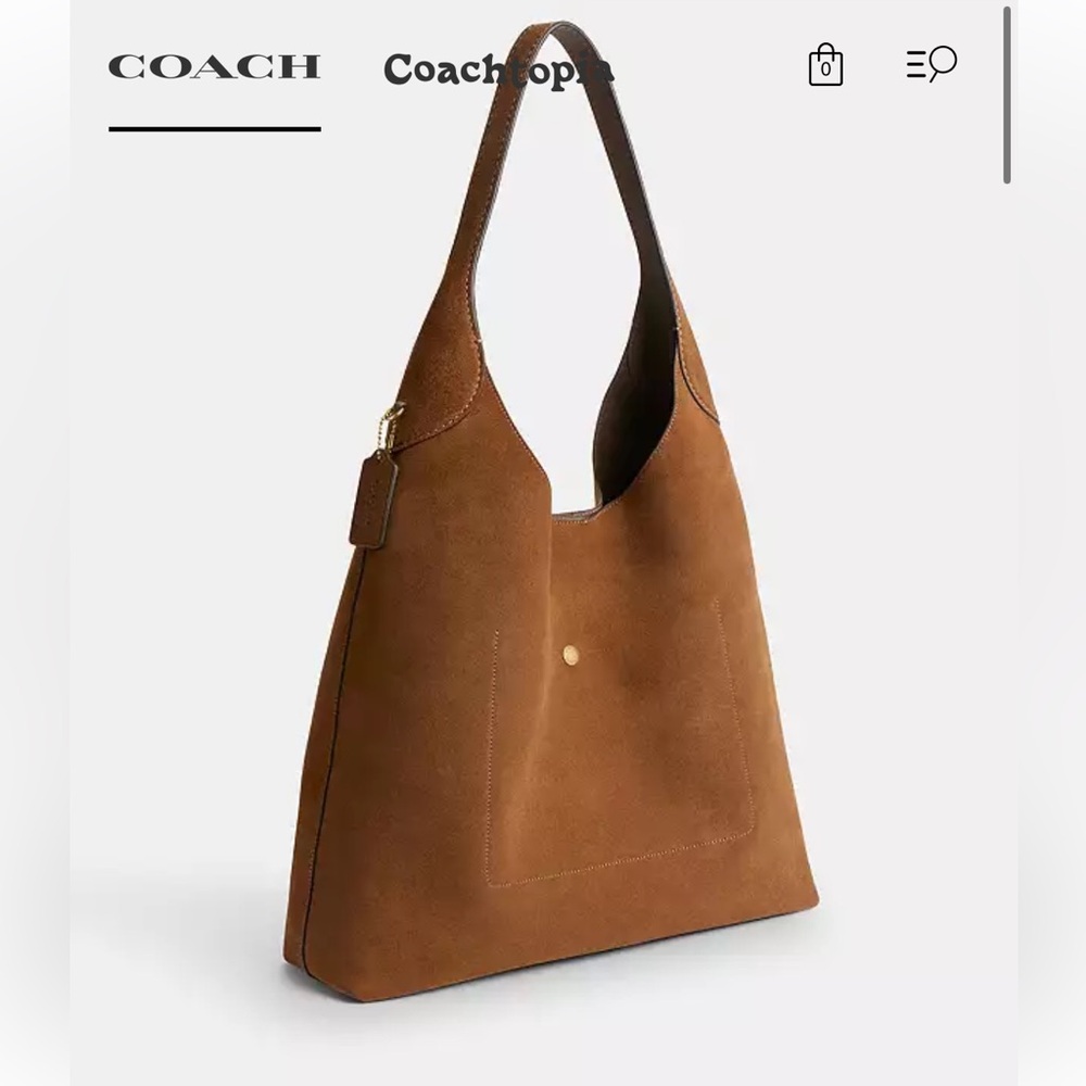 BRAND NEW COACH 38 Brooklyn shoulder bag in brown suede.